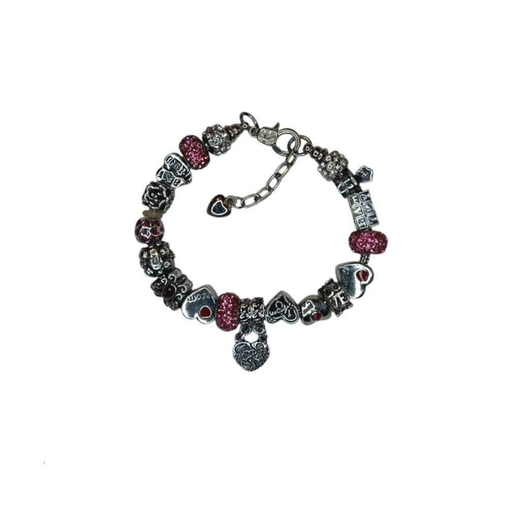 Mom Charm Bracelet Silver Tone Sentimental Heart Family Jewelry